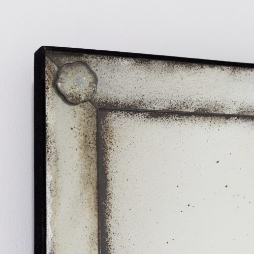 Chateaux rectangular bistro mirror with aged glass and decorative rivets