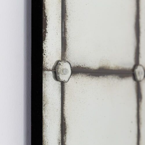 Chateaux rectangular bistro mirror with aged glass and decorative rivets
