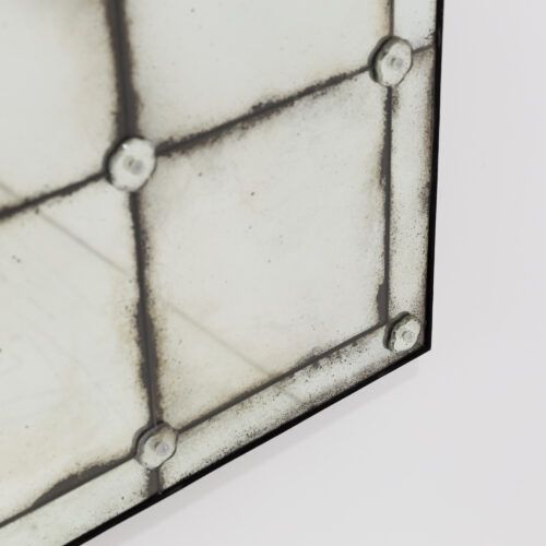 Chateaux rectangular bistro mirror with aged glass and decorative rivets