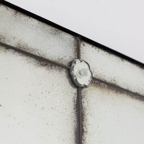 Chateaux rectangular bistro mirror with aged glass and decorative rivets