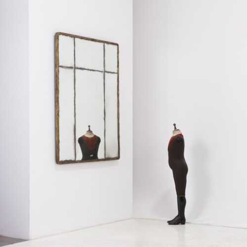 Bruges 135 x 170 mirror with hammed brass frame and aged glass