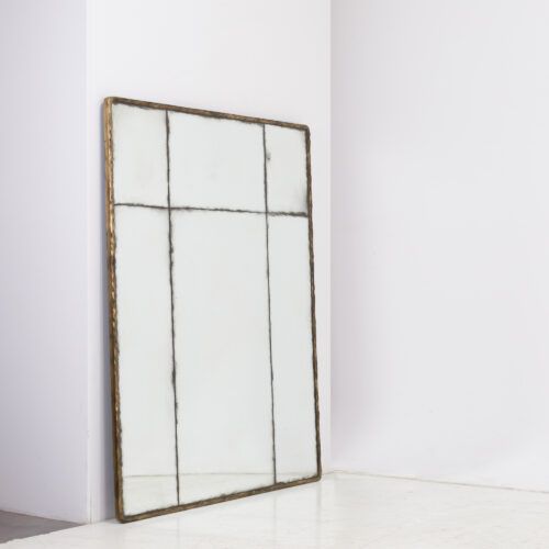 Bruges 135 x 170 mirror with hammed brass frame and aged glass