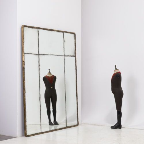 Bruges 135 x 170 mirror with hammed brass frame and aged glass