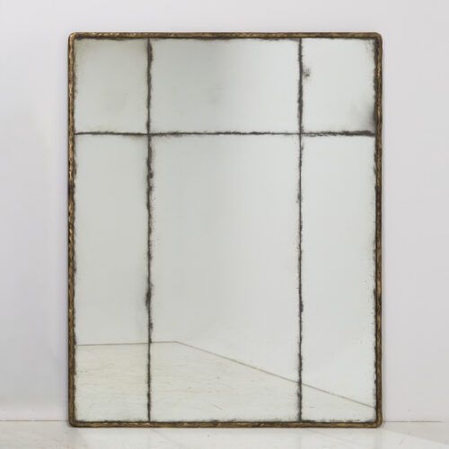 Bruges 135 x 170 mirror with hammed brass frame and aged glass
