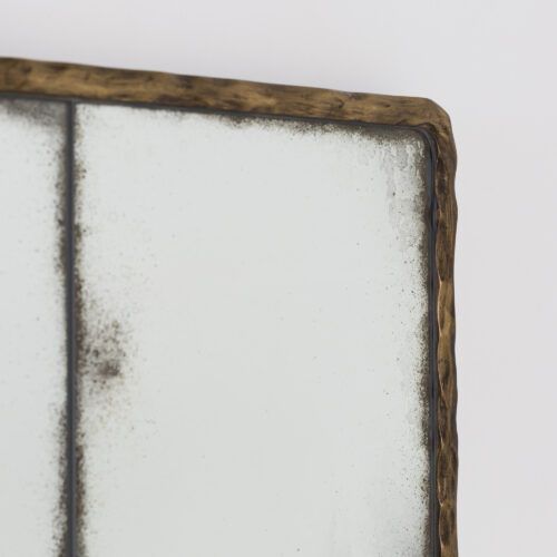 Bruges 135 x 170 mirror with hammed brass frame and aged glass