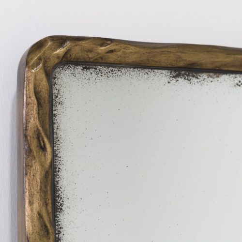 Lyon 135 x 170 mirror with hammed brass frame and aged glass