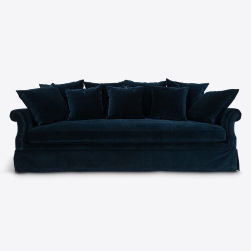 Nia sofa blue velvet traditional skirt sofa