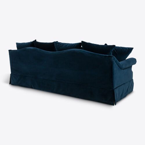 Nia sofa blue velvet traditional skirt sofa