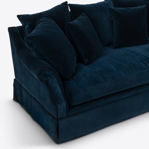 Nia sofa blue velvet traditional skirt sofa
