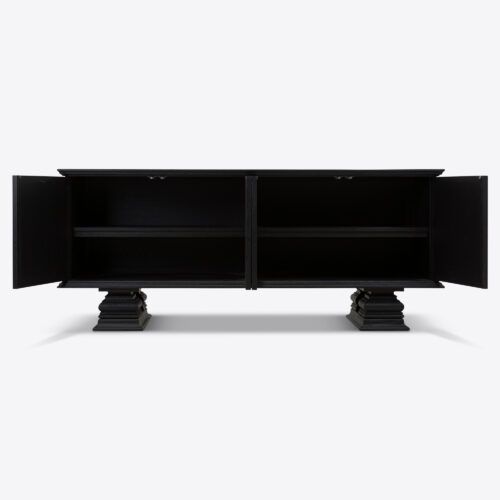 Percival sideboard inspired by 17th 18th century antique coffer in ebonised black oak