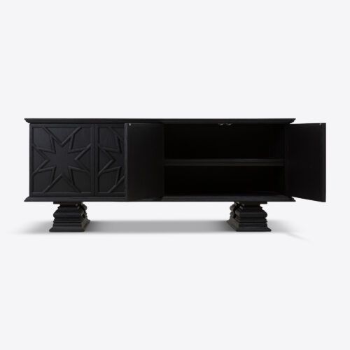 Percival sideboard inspired by 17th 18th century antique coffer in ebonised black oak