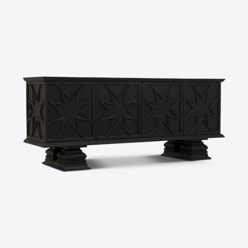 Percival sideboard inspired by 17th 18th century antique coffer in ebonised black oak
