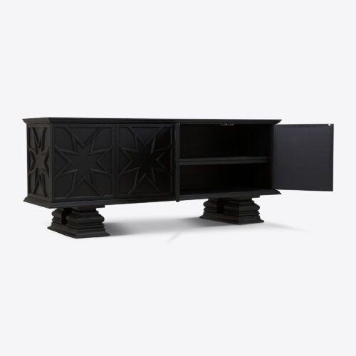 Percival sideboard inspired by 17th 18th century antique coffer in ebonised black oak