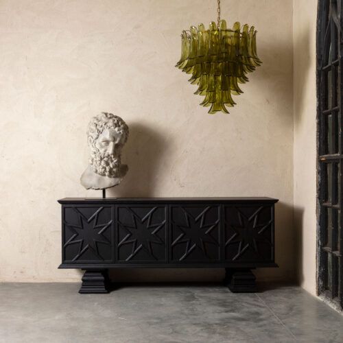 Percival sideboard inspired by 17th 18th century antique coffer in ebonised black oak