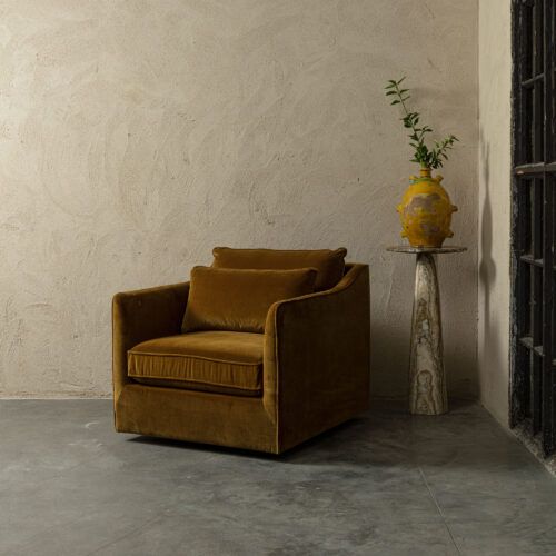 swivel armchair in soft velvet